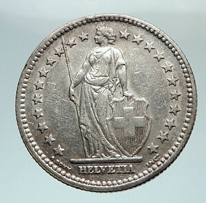 1946 SWITZERLAND - SILVER 2 Francs Coin HELVETIA Symbolizes SWISS Nation i80251