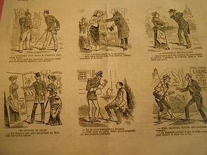 Vignettes 1883 Les Affiches en Relief Caricature - Picture 1 of 2