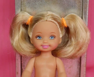 Art Student Blonde PigTail Kelly Barbie Sister Blue Eyes Nude 4in Doll DBox4OOAK - Picture 1 of 6