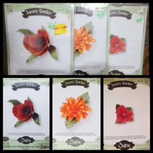 LOTTO SUSAN'S GARDEN HYBISCUS TULIP DAHLIA 27 FUSTELLE DA TAGLIO FIORI SIZZIX - Foto 1 di 6