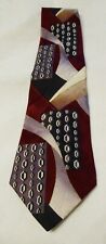 Men's Neck Tie Johnny Carson Multicolor Burgundy Silver 100% Italian Silk 