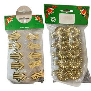 Árbol de Navidad vintage hecho en Alemania, tono dorado, clips para velas. - Imagen 1 de 6