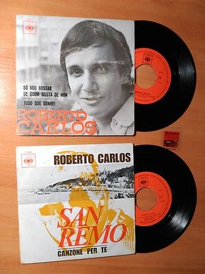 2x Roberto Carlos SO VOU GOSTAR & CANZONE PER 7/45 vinyl singles from Portugal - Image 1 of 2