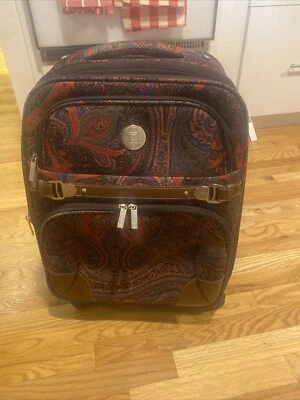 CHAPS Ralph Lauren Paisley Rolling Carry-on Bag Zippered Pockets 24” X 15” X9” - Image 1 of 4