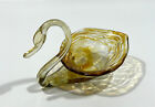 Vintage Art Glass Swan Hand-blown Amber Mid Century Modern Candy Trinket Dish