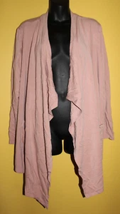 QVC LOGO Lori Goldstein French Terry Drape Front Cardigan Pink Lounge 2x - Picture 1 of 5