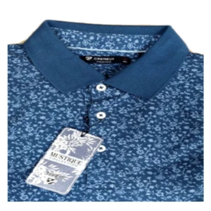 $85 CREMIEUX MEN'S SHORT SLEEVE POLO SHIRT FLORAL COTTON BLUE PRINT size XL. - Picture 1 of 2