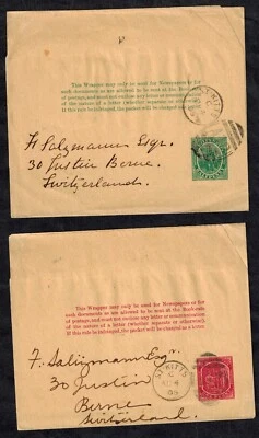 St. Kitts 1903 Postal Stationery Wrappers 1/2d Green & 1d Red USED GEM RARE - Image 1 of 2