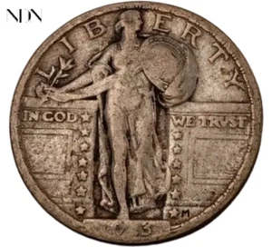 Standing Liberty Quarter 1923 - muy fino (en muy buen estado) - 90% plata #Q982 - Imagen 1 de 3