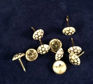 10 Vintage Atlas Hammered Steel Shabby Ivory Brass Clavos Furniture Nails Tacks - Picture 1 of 2