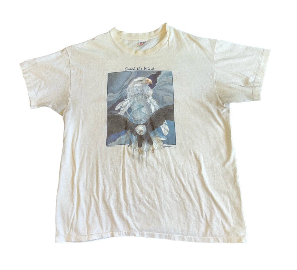 Camiseta De Colección Catch The Wind Bald Eagle Cuello Redondo Puntada Única Talla XL EE. UU. Foto 1 de 4
