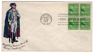 #804 Presidential Series George Washington 1938 FDC - Hand-painted Fulton - Image 1 of 2
