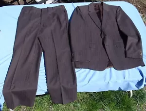 Vintage 1950s? Handmade? Brown Striped Men’s Dress Suit Unbranded Retro - Picture 1 of 20