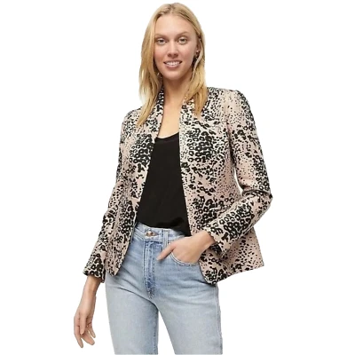 J. Blazer Crew Going Out en mezcla de lino estampado animal leopardo talla 4 Foto 1 de 4