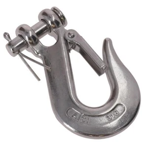 Gancho deslizante para hendidura con cierre de seguridad de acero inoxidable para elevación de cadena de 6 mm - Imagen 1 de 21