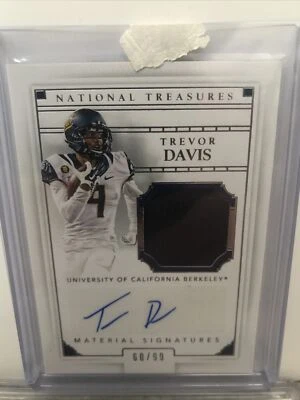 2016 NATIONAL TREASURES AUTO AUTOGRAPH JERSEY TREVOR DAVIS ROOKIE CARD #60/99 - Image 1 of 2
