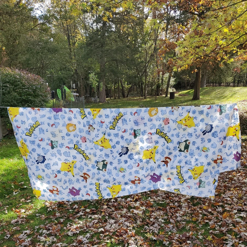 Lençol de cama vintage Nintendo Pokemon 1998 topo plano duplo 66" x 90" - Imagem 1 de 4