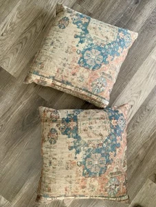 Pottery Barn Navin Print Pillow 22x22”Antique Persian Rug Print W/ Goose Inserts - Picture 1 of 16