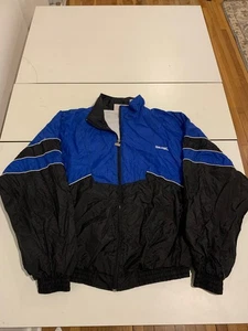 Vintage Spalding Windbreaker Jacket Large Blue Black Retro 90s Sportswear Duke - Picture 1 of 7