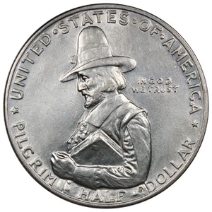 1920 Pilgrim Commemorative Half Dollar AU Details Cleaned A2758 - Picture 1 of 2