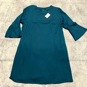 J Jill Dress Womens Large Petite Mid Knee Length Persian Blue Half Sleeve  - Picture 1 of 9