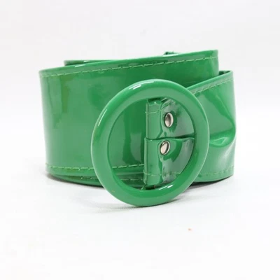 Винтажный пояс 80-х женщин S M зеленый искусственной лакированной кожи покрытый скольжения пряжка шириной - Изображение 1 из 4