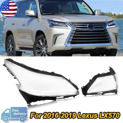 Pair Replacement For Lexus LX570 2016-2019 Clear Front Headlight Lamp Lens Cover Foto 1 de 4
