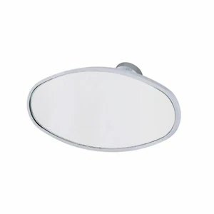 Universal Chrome Oval Interior Rear View Mirror w/ Glue-On Mount Hot Street Rod - Picture 1 of 3