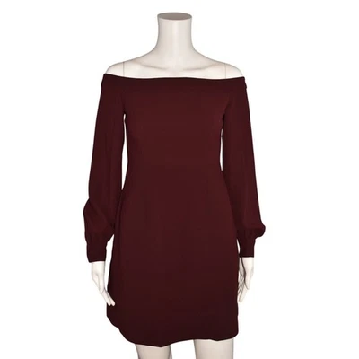 Vestido JILL JILL STUART $325 Borgonha Manga Longa Fora do Ombro Tamanho 2 - Imagem 1 de 4