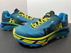 HOKA One One Evo Mafate Trail Blue Yellow Women’s Size 10 Vibram 1091576 CCTRS - Picture 1 of 8