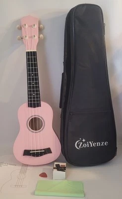 Kit de inicio de ukelele soprano 21 pulgadas rosa con estuche, afinador y selección Foto 1 de 4