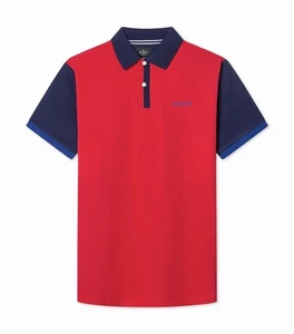 Hackett Classic Fit Short Sleeve Panel Polo Poppy Red - Picture 1 of 3