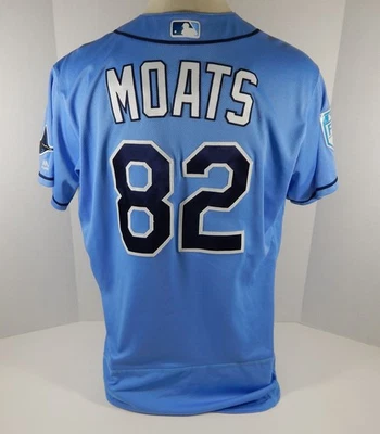 Camiseta deportiva Tampa Bay Rays Dalton Moats #82 2019 usada en juegos entrenamiento de primavera P 57 Foto 1 de 4