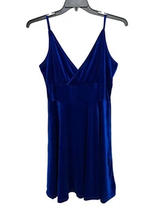 Blue Velvet Babydoll style Spaghetti Strap Mini Dress Adjustable Straps Y2K - Picture 1 of 9