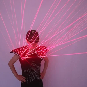 Chaleco láser rojo fiesta rave camisa colorida disfraz festival traje luz LED brillo - Imagen 1 de 5