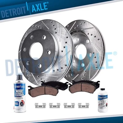 12.60 inch Front Drilled Rotors Ceramic Brake Pads for 2005 2006 Nissan Armada - Image 1 of 4