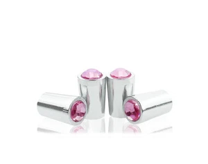 Premium Pink Crystal Chrome Tire Air Valve Stem Cap-(F) - Picture 1 of 1