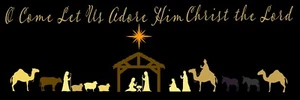 REUSABLE STENCIL 10584 KF 8"x24" NATIVITY - O COME LET US ADORE HIM - Picture 1 of 1