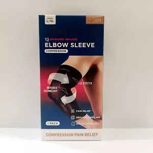 New Tommie Copper Compression Elbow Sleeve Unisex Black L/XL Infrared Infused - Picture 1 of 2