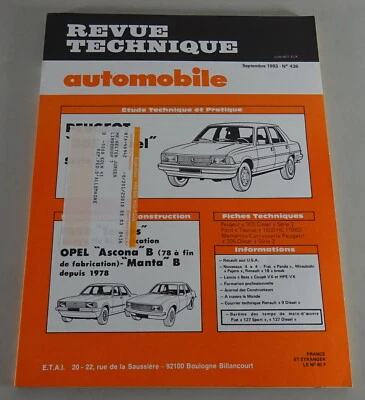 Manual de Reparación Revue Technique Peugeot 305 / Opel Ascona B & Manta 09/1983 - Imagen 1 de 3