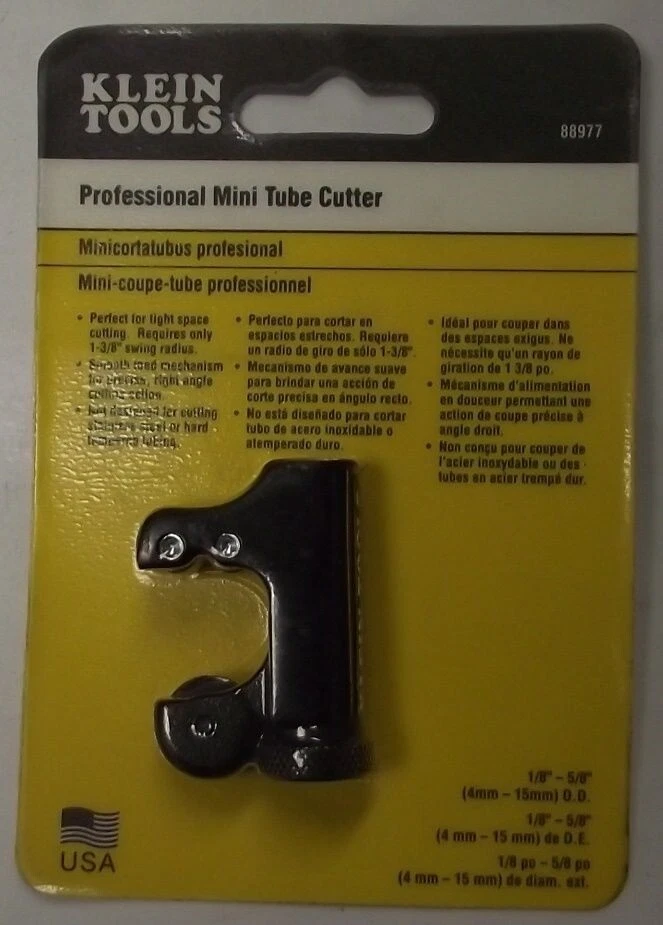 Klein Tools 88977 Professional Mini Tube Cutter 1/8" To 5/8" USA - Image 1 of 1
