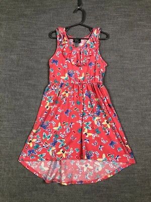 Pink & Violet Tank Dress Girls XS 4 5 Pink Butterflies Casual Spring Ruffles - Image 1 of 4