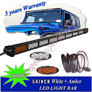 54 Inch LED Light Bar Dual Color Offroad Driving Truck 4WD SUV ATV Boat Roof 56"