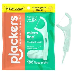 Plackers Micro Line Zahnseide Picks, ausklappbarer FlipPick, Tuffloss, Fresh Mint - Bild 1 von 4