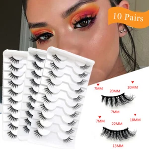10 Pairs/Set 3D Mink False Eyelashes Long Natural Lashes Thick Half Fake Eye ^ - Picture 1 of 22