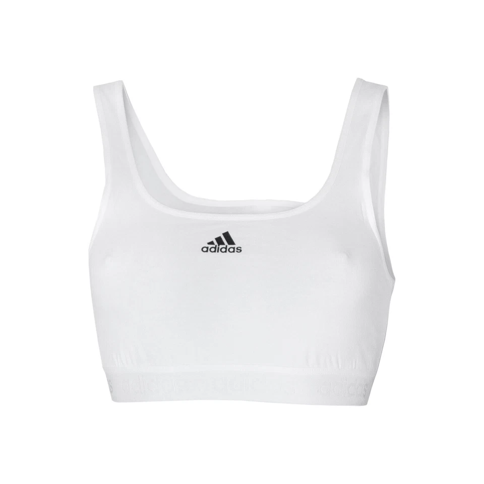 Top Donna ADIDAS Sport Crop Flex Cotton Bianco / Nero - Immagine 1 di 1