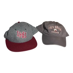 Vintage Lock Haven University Hat Cap (2) Embroidered Soccer Grey Burgundy - Picture 1 of 16