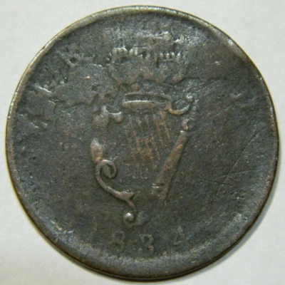 MONEDA CANADIENSE ANTIGUA 1834 - FICHA DE COBRE GEORGE ORDS - Medio centavo irlandés BR61 - RARA Foto 1 de 4