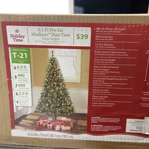 CHRISTMAS TREE Holiday Time 6.5 Ft OPEN BOX 400 Lights - Picture 1 of 4