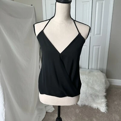 Olivaceous Draped Black Backless Top Size S - Image 1 of 4